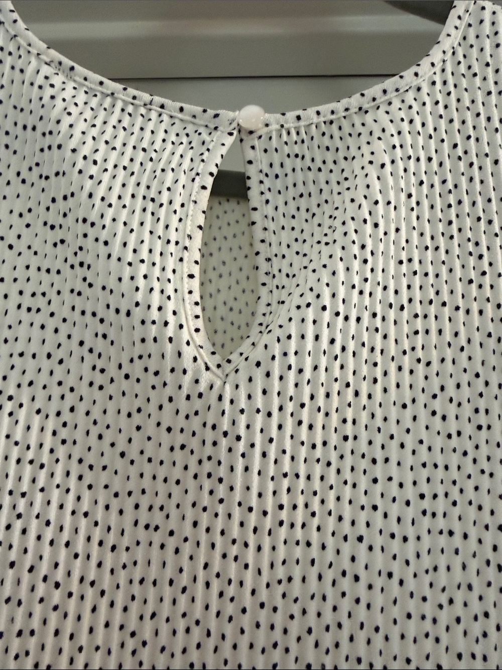 Adrianna Papell White with Black Dot Ruffle Sleeve Blouse - Picture 5 of 6